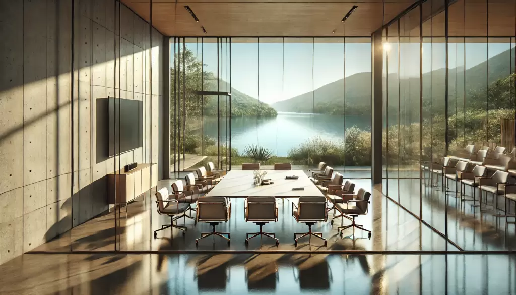 Jezioro za oknem sali Olsztyn